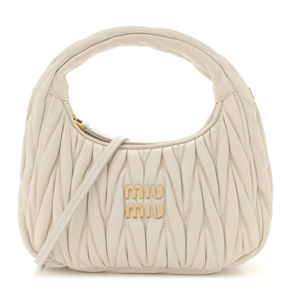 Miu Miu Nappa Matelasse Small Wander Hobo White 1 of 10