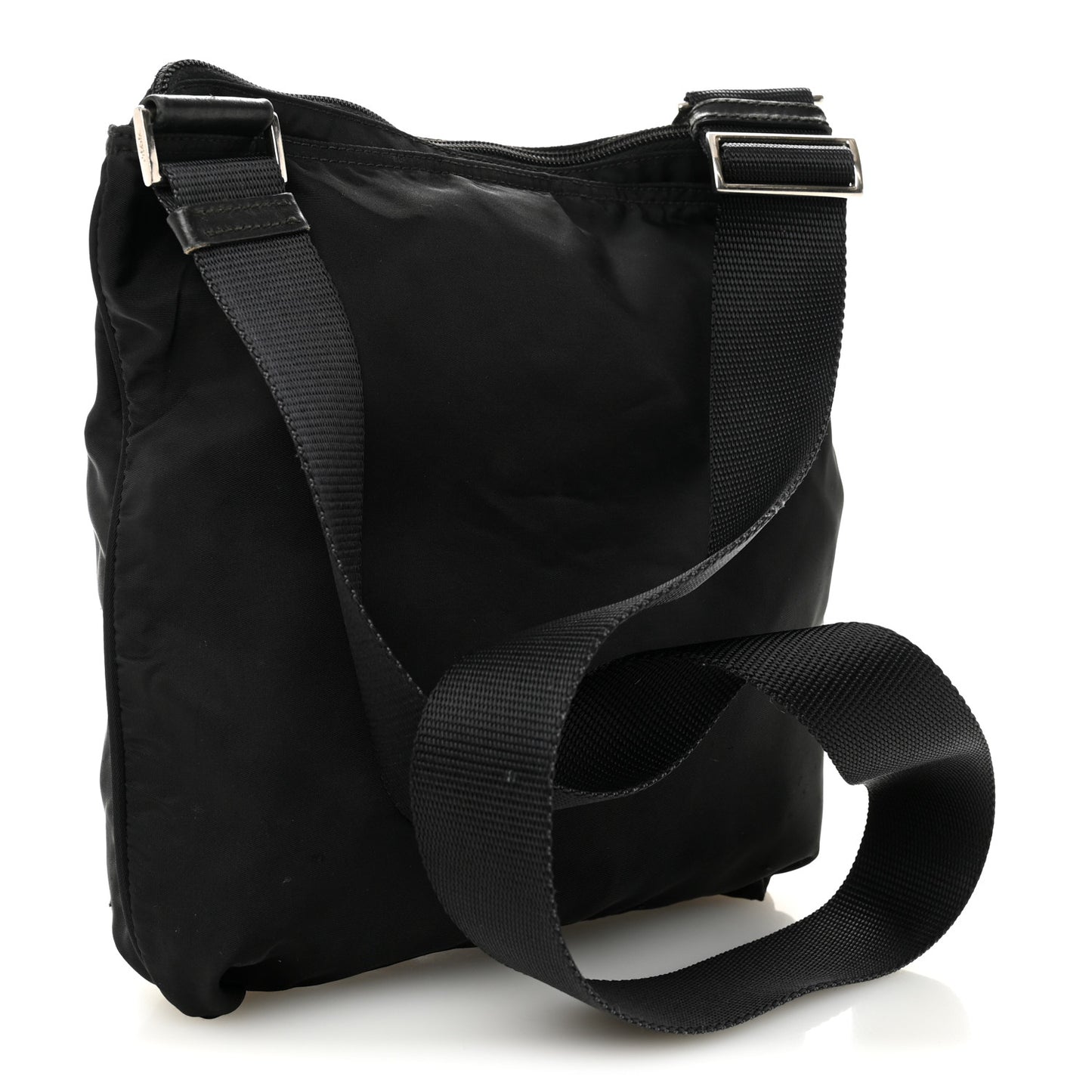 Nylon Flat Messenger Bag Black