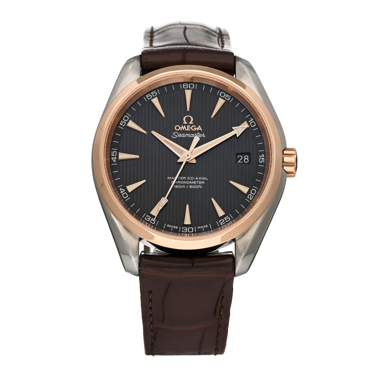 Omega Stainless Steel 18K Red Gold Alligator 41.5mm Seamaster Aqua Terra 150M Automatic Watch Grey 231.23.39.21.06.001 2 of 9