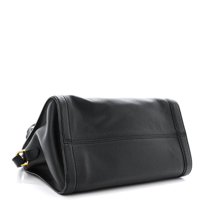 Alexander McQueen Pebbled Calfskin Small Skull Padlock Zip Around Tote Black 4 of 14