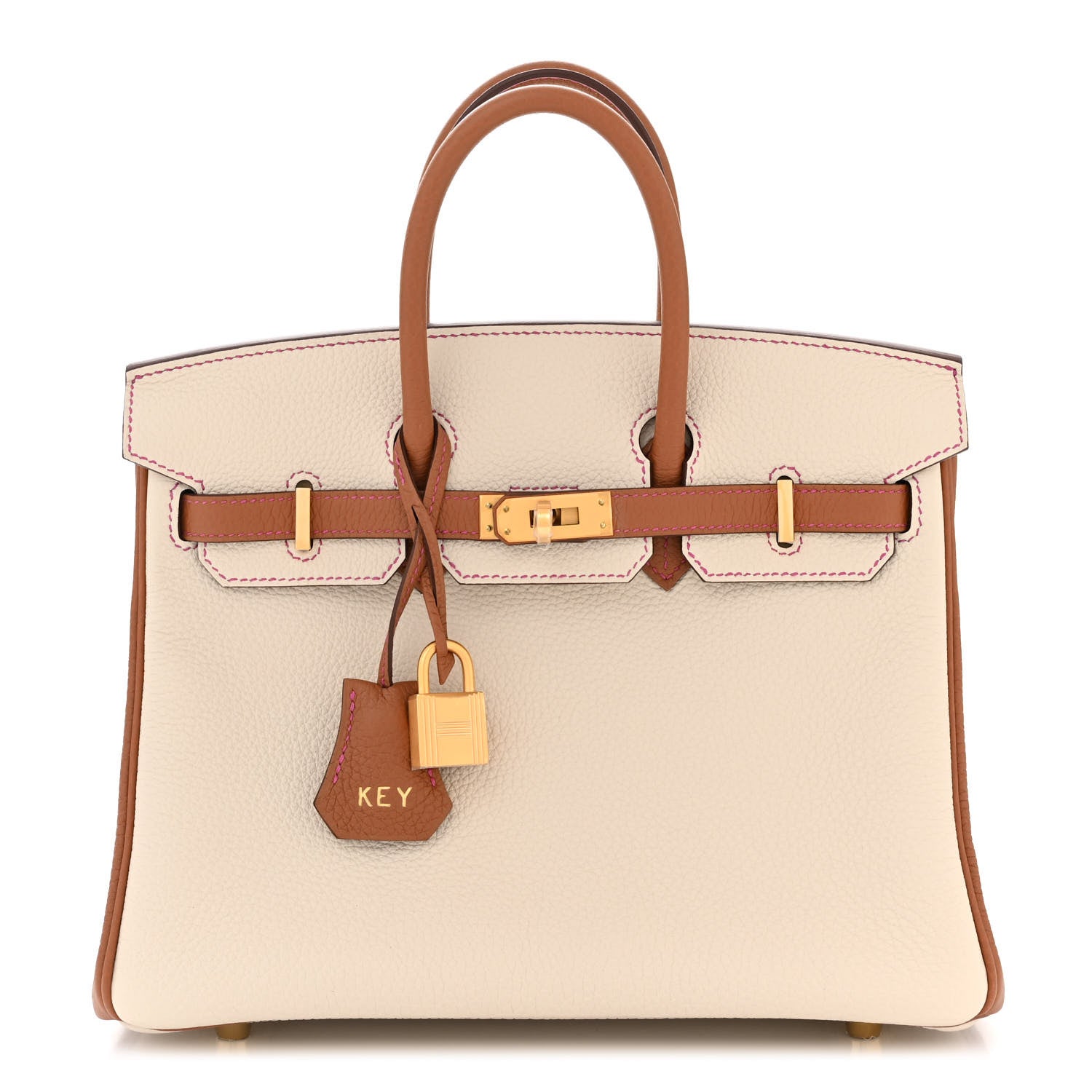 Hermes Togo Horseshoe Birkin 25 Craie Gold 1 of 11
