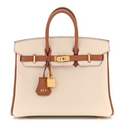 Hermes Togo Horseshoe Birkin 25 Craie Gold 1 of 11