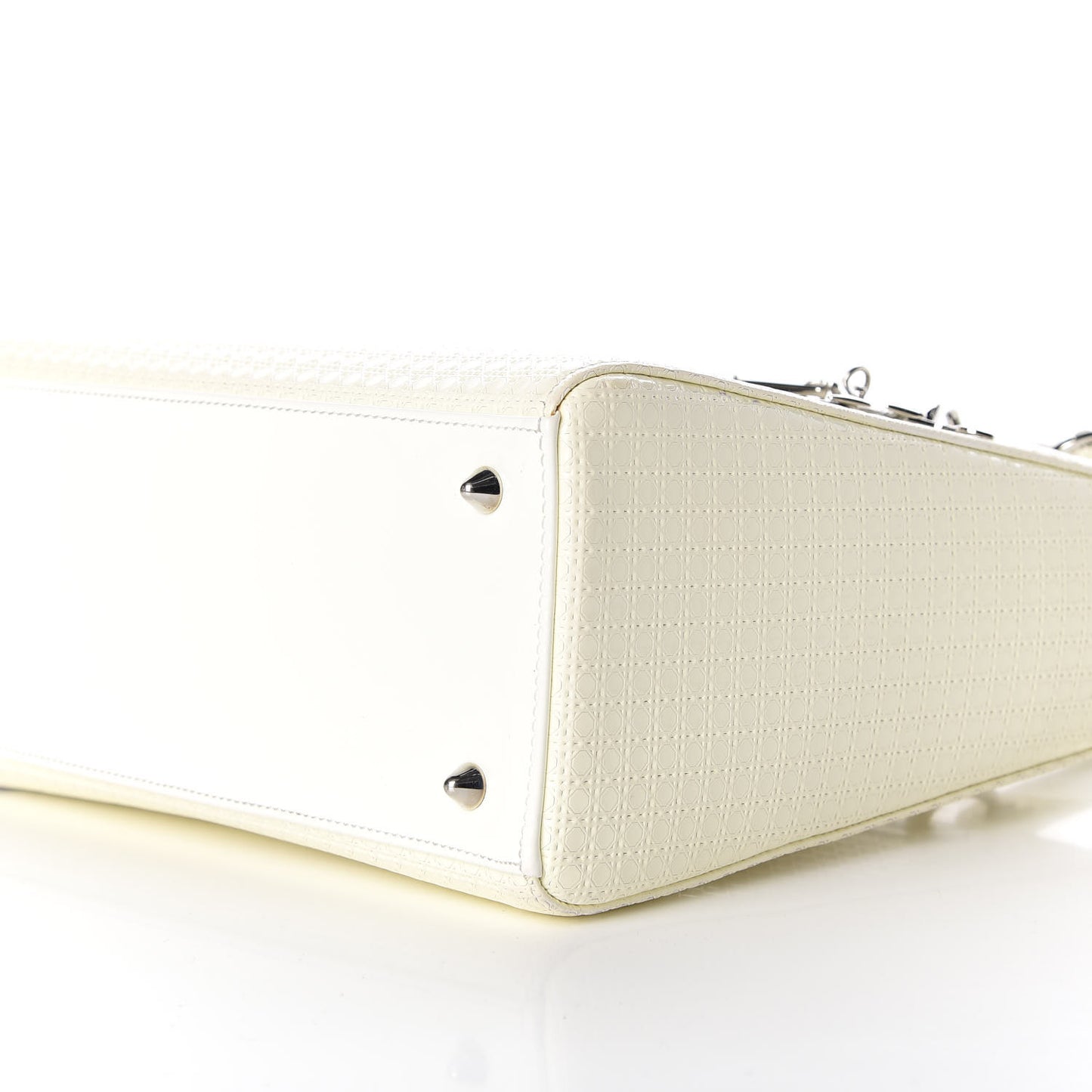 Patent Micro-Cannage Medium Lady Dior White