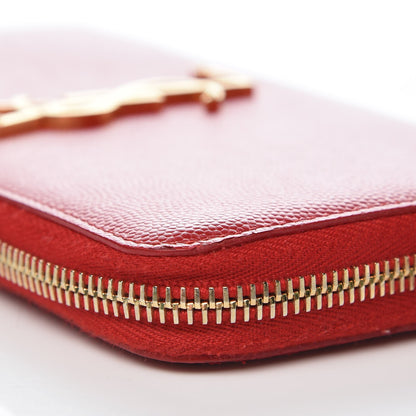 Saint Laurent Grain De Poudre Monogram Zip Around Wallet Red 10 of 10