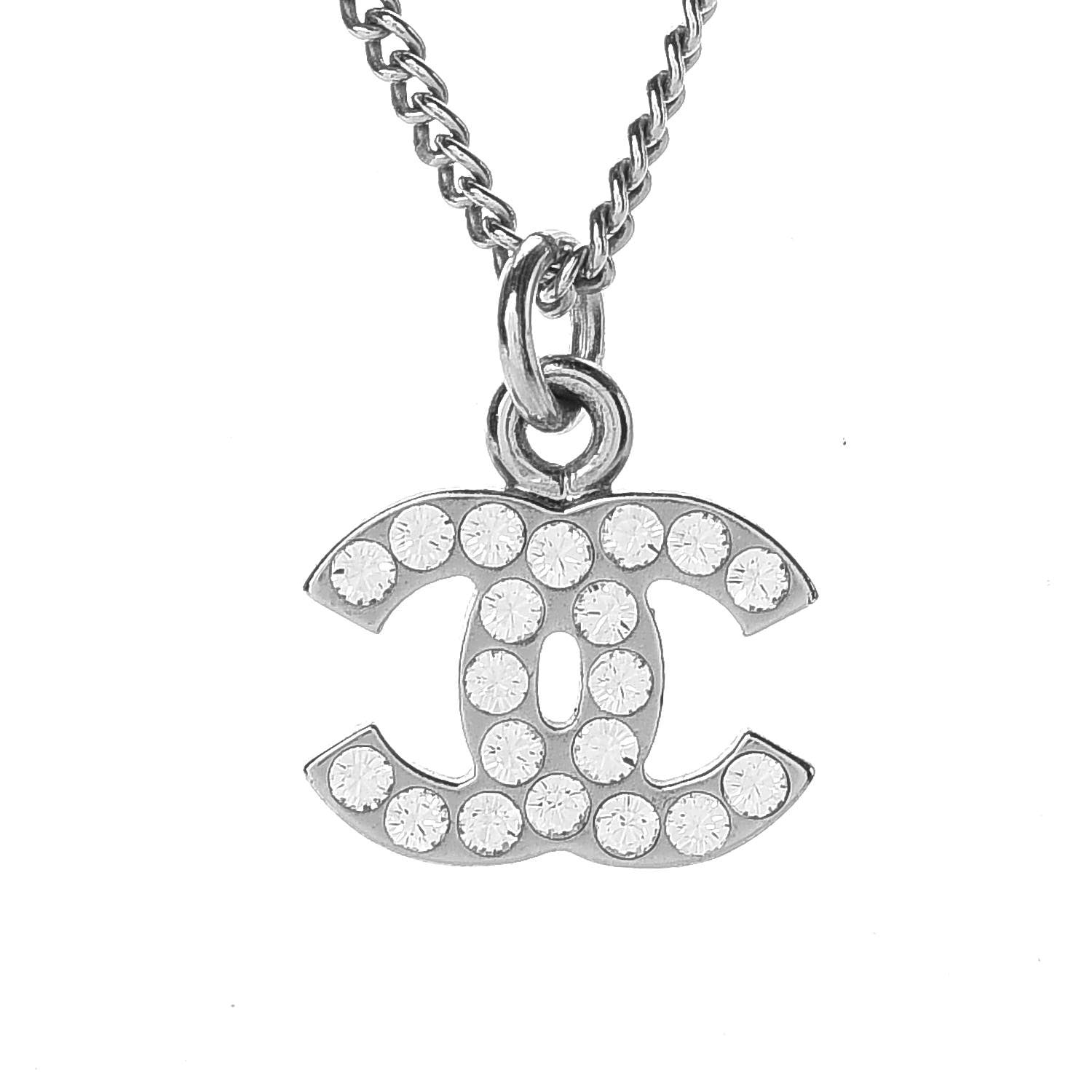 Chanel Crystal Timeless CC Necklace Silver 6 of 6