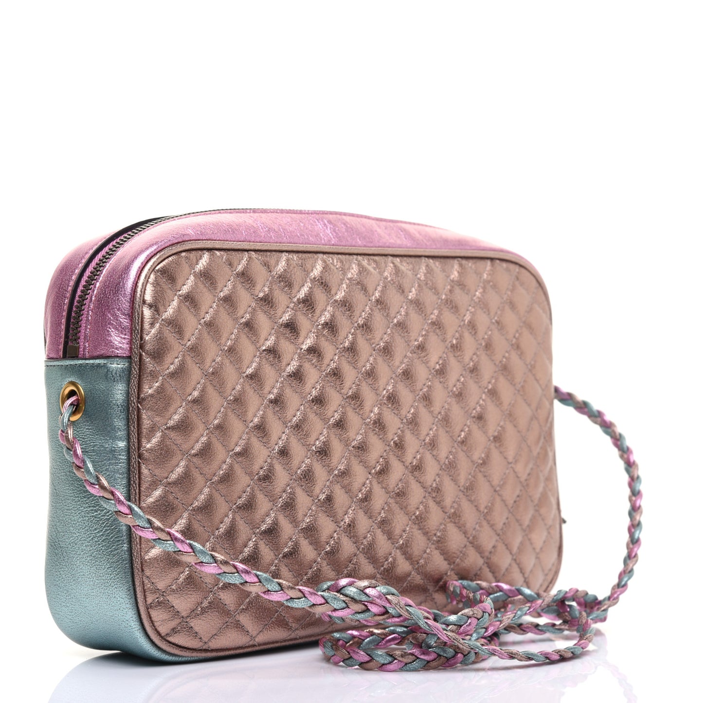 Laminated Nappa Trapuntata Small Zumi Shoulder Bag Rosa Lago Rame