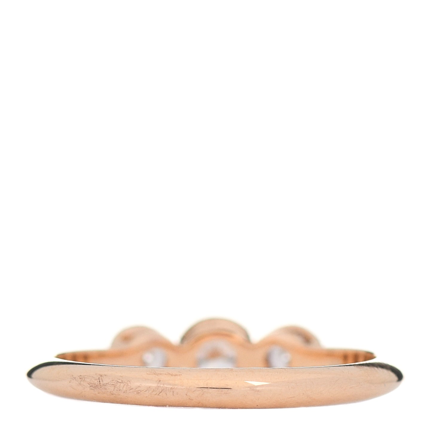 18K Rose Gold Diamond Three Stone Milgrain Ring 49 5