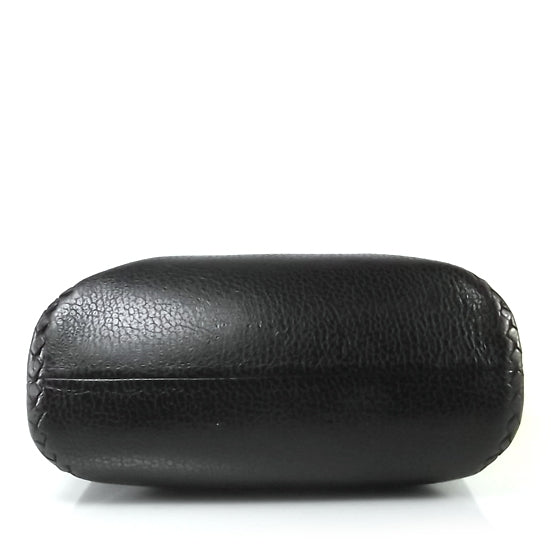 Pebbled Leather Briefcase Black