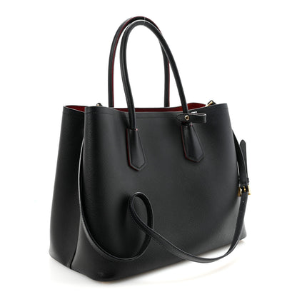 Prada Saffiano Cuir Medium Double Bag Black Fuoco 3 of 9