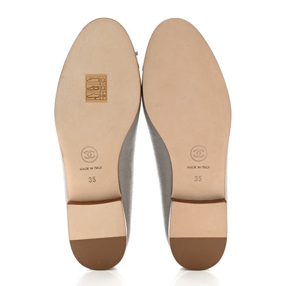 Chanel Caviar CC Cap Toe Ballerina Flats 35 Grey 5 of 9