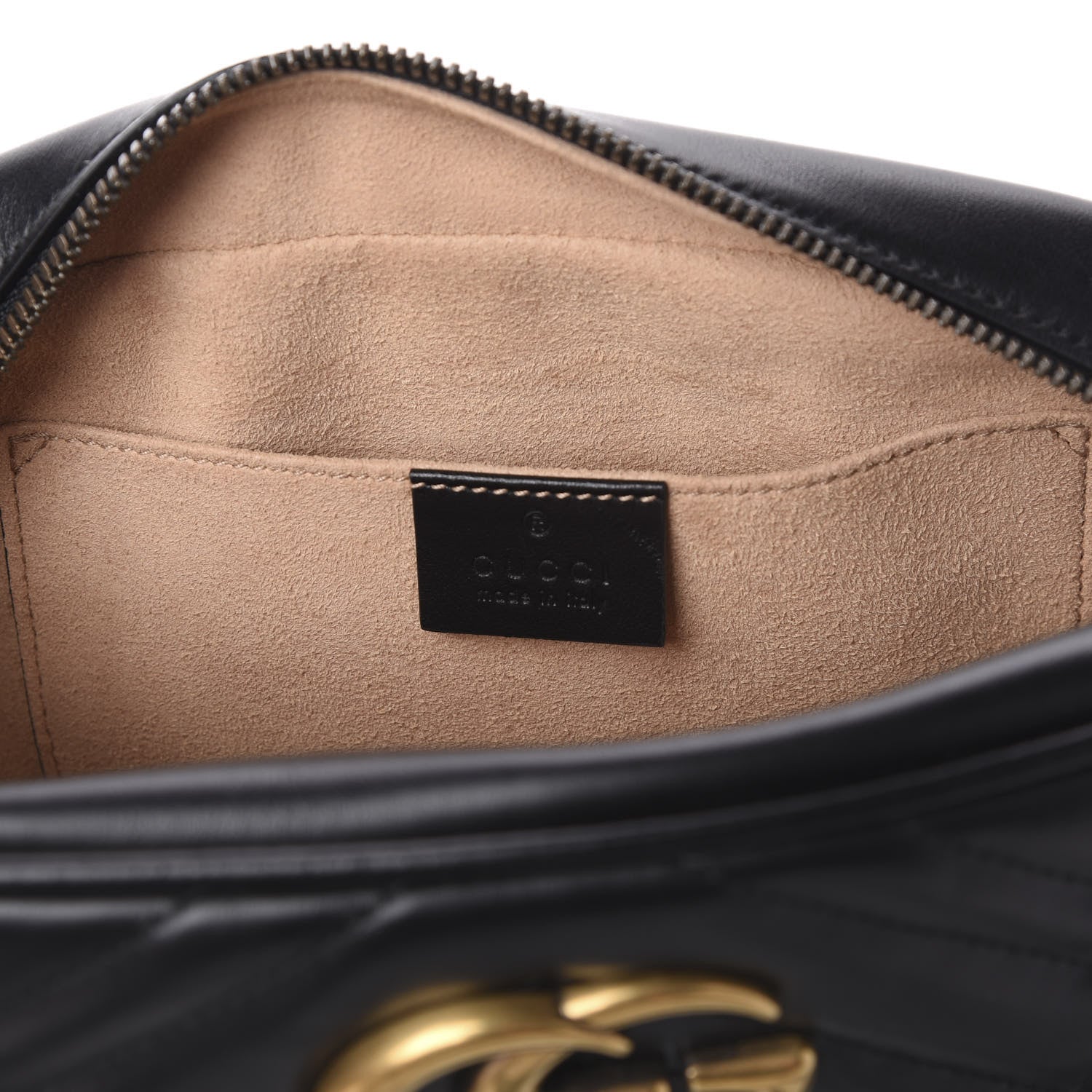 Gucci Calfskin Matelasse Small GG Marmont Chain Shoulder Bag Black 7 of 9