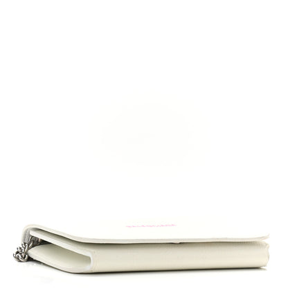Balenciaga Grained Calfskin Logo Cash Phone Holder Wallet On Chain White Fluo Pink 4 of 9