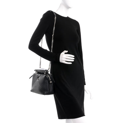 Fendi Shiny Nappa Trapuntata Small DotCom Click Top Handle Chain Satchel Black 2 of 11