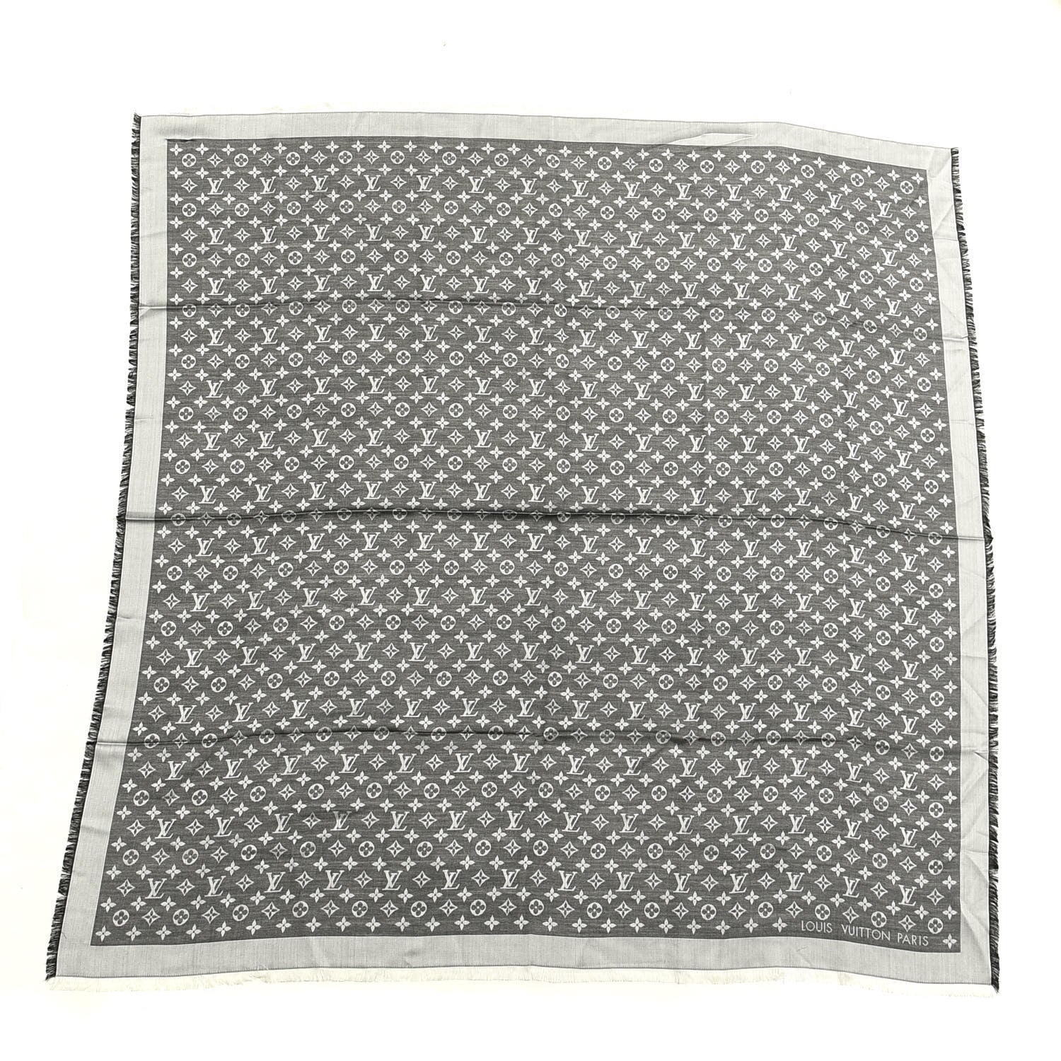Louis Vuitton Silk Wool Monogram Denim Shawl Black 1 of 3