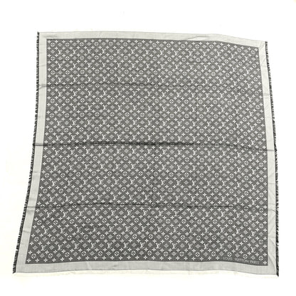 Louis Vuitton Silk Wool Monogram Denim Shawl Black 1 of 3