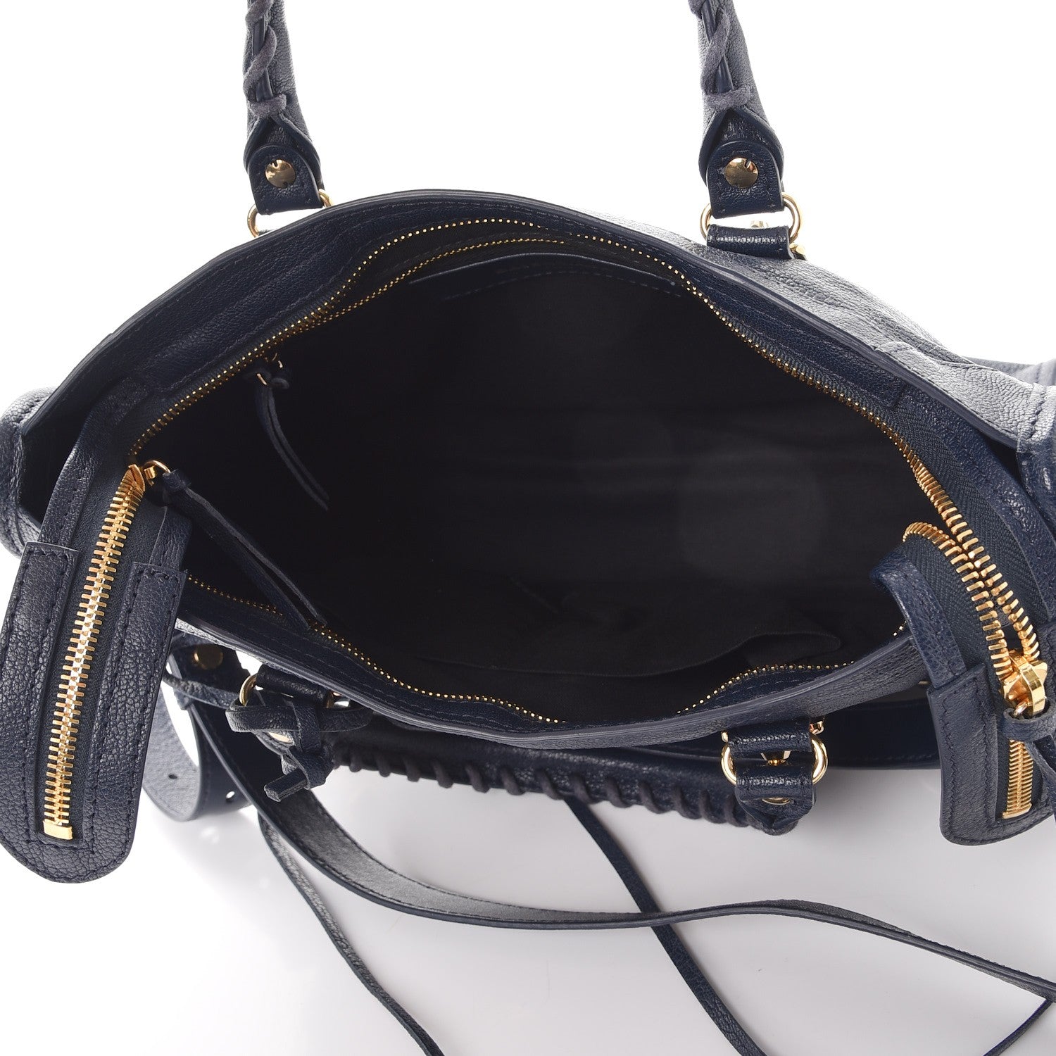 Balenciaga Chevre Gold Metallic Edge Hardware S City Bleu Nuit Dark Sea 5 of 8