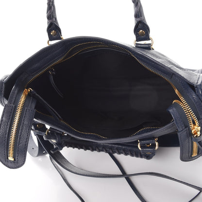 Balenciaga Chevre Gold Metallic Edge Hardware S City Bleu Nuit Dark Sea 5 of 8