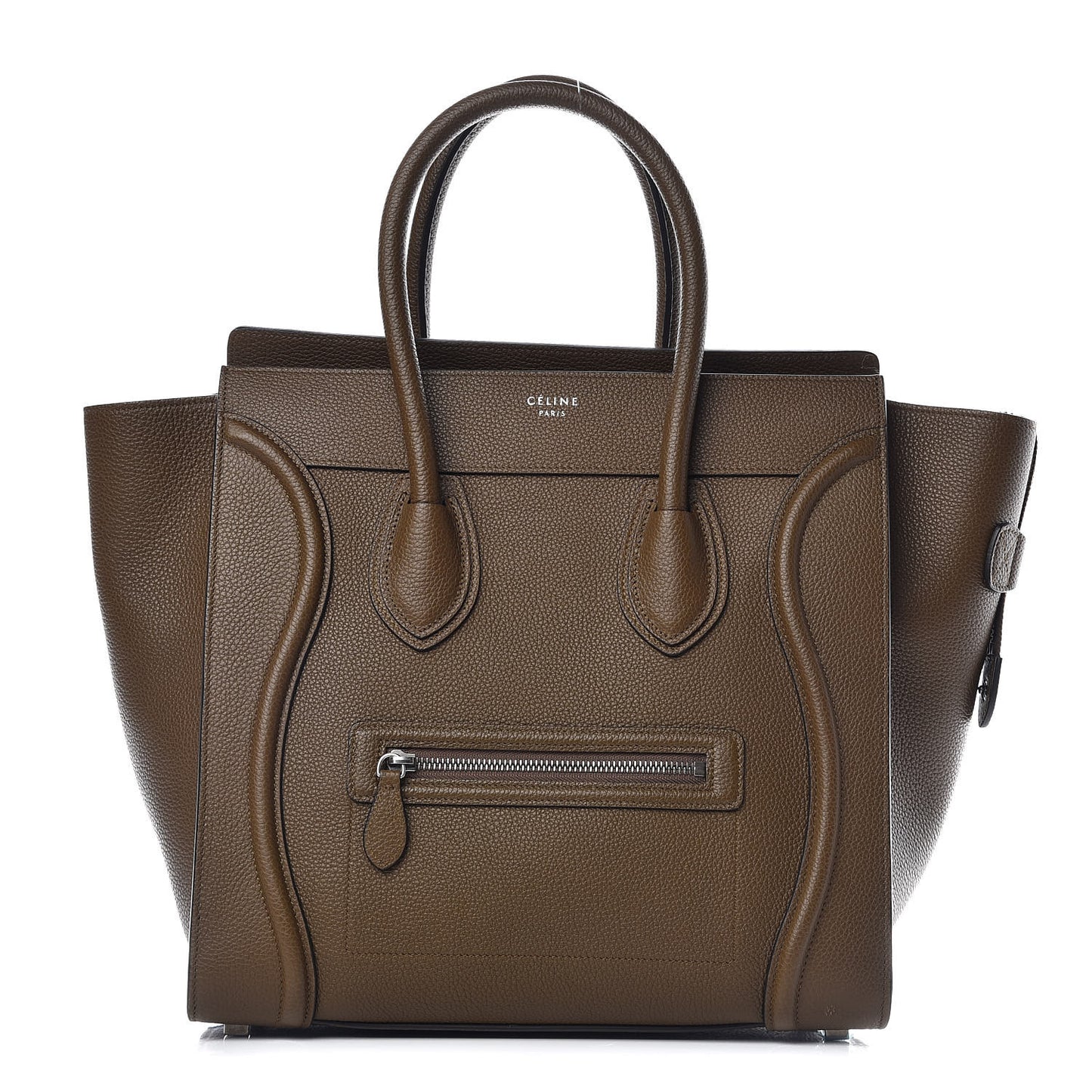 Drummed Calfskin Mini Luggage Moss Green