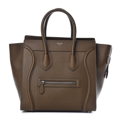 Celine Drummed Calfskin Mini Luggage Moss Green 1 of 14