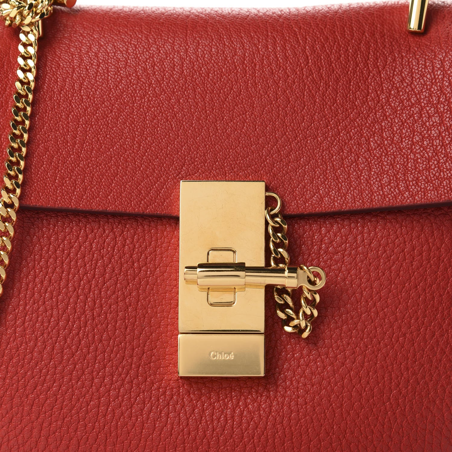 Chloe Grained Lambskin Mini Drew Shoulder Bag Plaid Red 10 of 10