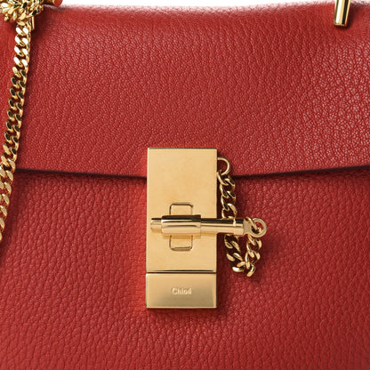 Chloe Grained Lambskin Mini Drew Shoulder Bag Plaid Red 10 of 10