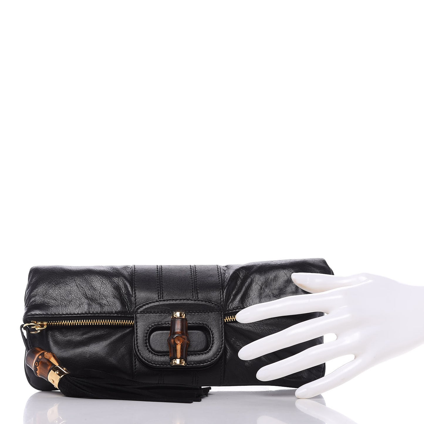 Calfskin Lucy Folded Clutch Black