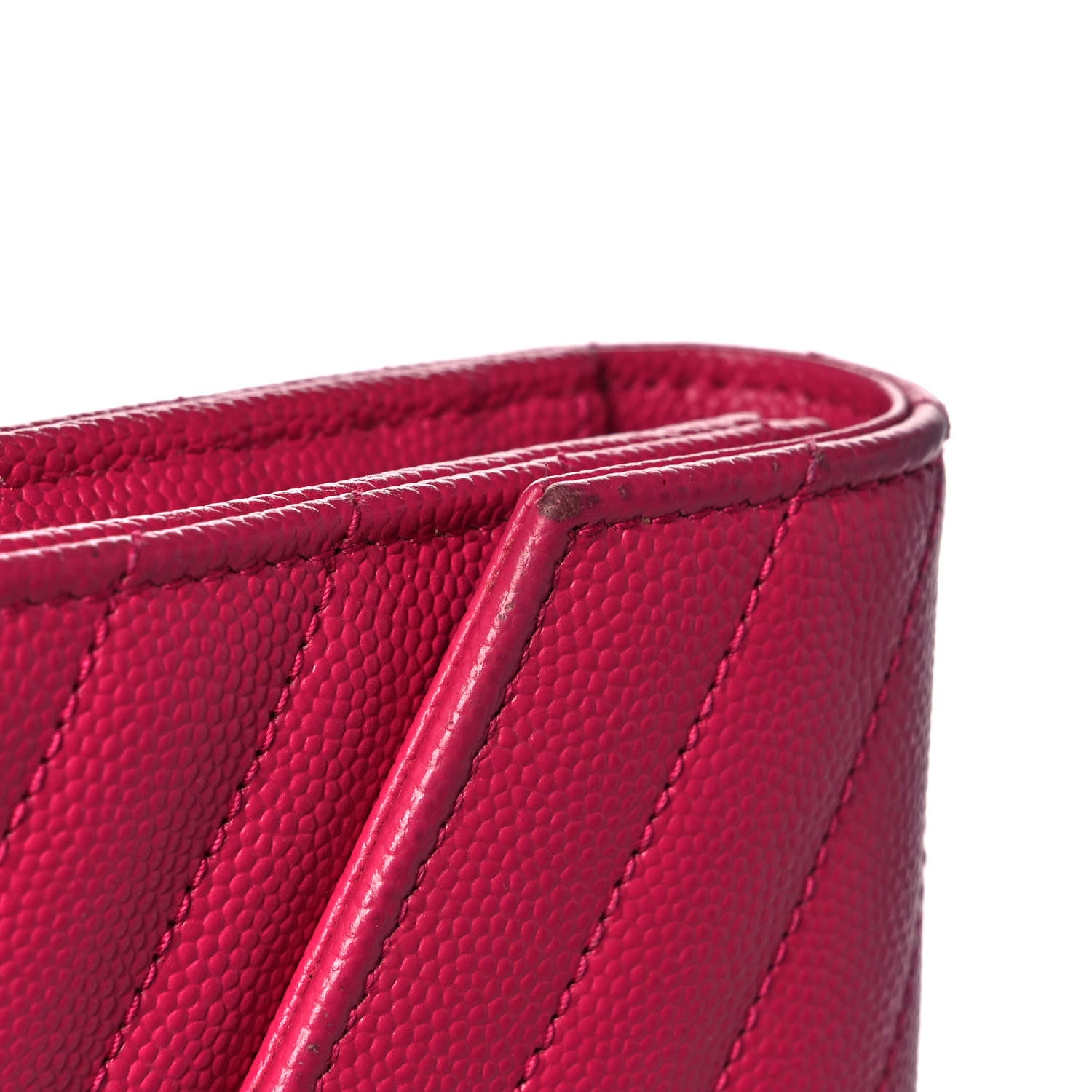 Saint Laurent Grain De Poudre Matelasse Chevron Monogram Flap Wallet Fuxia 11 of 13