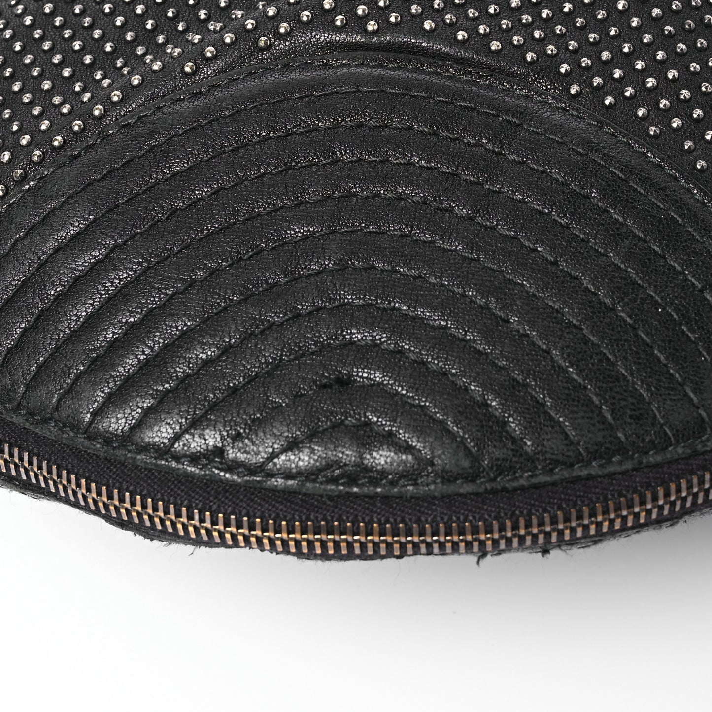 Studded Calfskin Faithful Zip Hobo Black