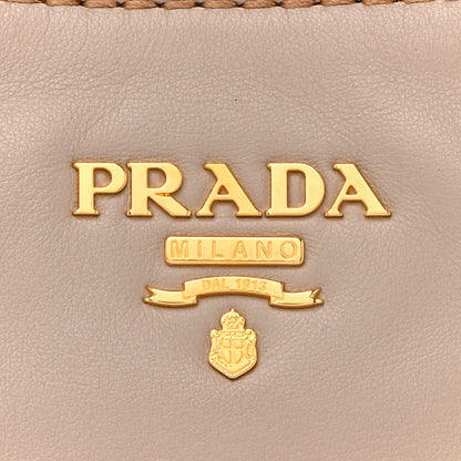 Prada Soft Calfskin Stitched Shoulder Bag  Argilla 8 of 14