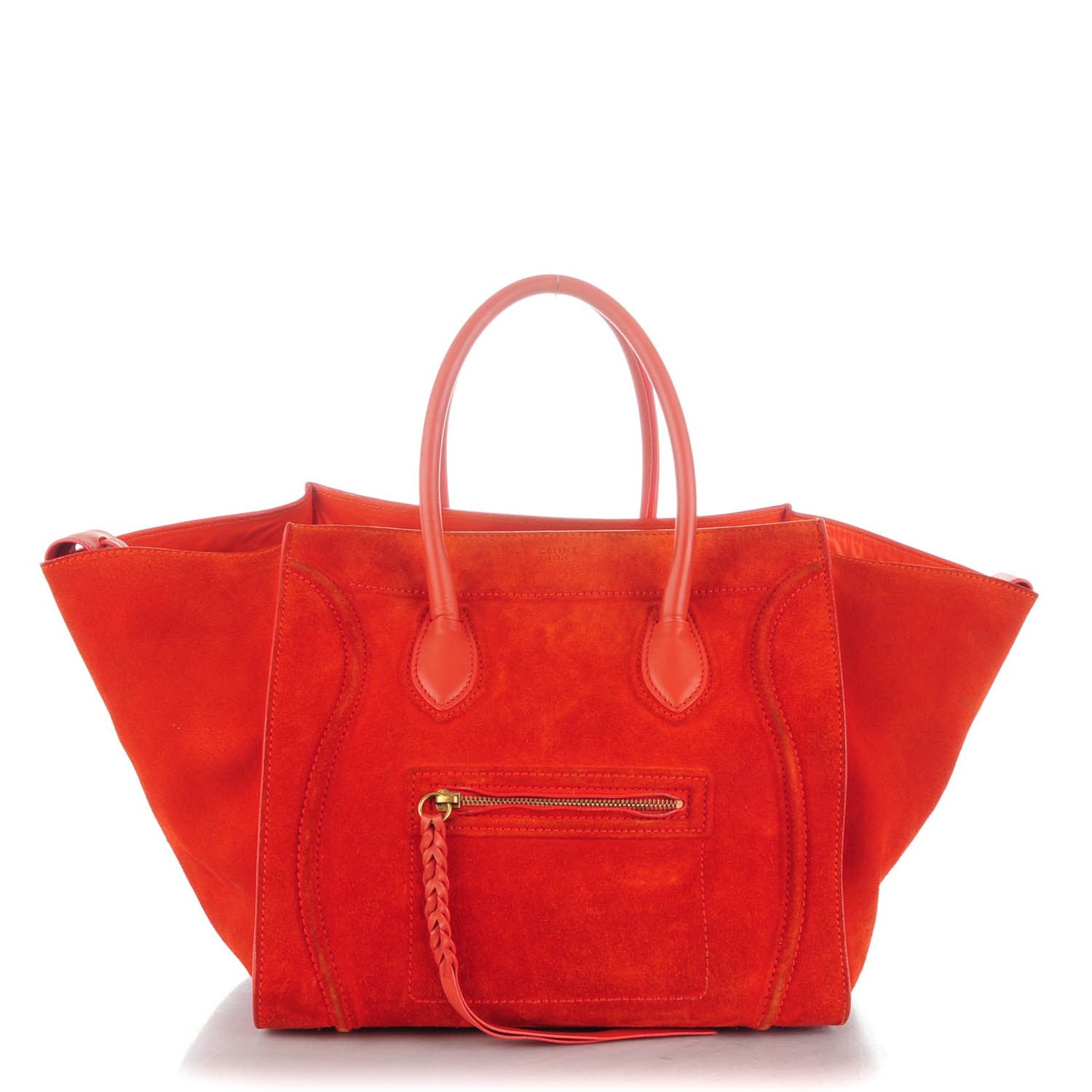 Celine Suede Medium Phantom Luggage Bright Orange 1 of 8