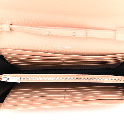 Saint Laurent Grain De Poudre Matelasse Chevron Monogram Chain Wallet Pale Pink 5 of 11