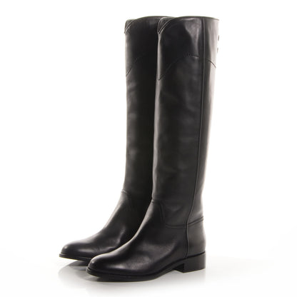 Chanel Leather Ascot Riding Boots Black 39 3 of 8