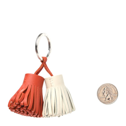 Hermes Lambskin Carmen Uno-Dos Key Holder Cornaline Craie 2 of 3