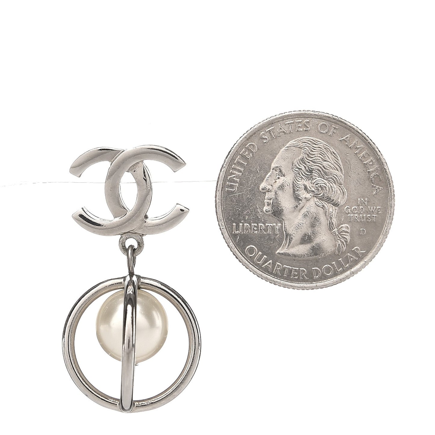 Pearl CC Drop Earrings Silver