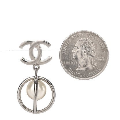 Chanel Pearl CC Drop Earrings Silver 2 of 4