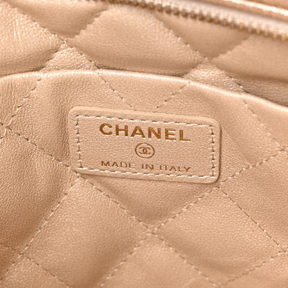 Chanel Metallic Calfskin Crystal CC Wristlet Clutch Gold 6 of 8