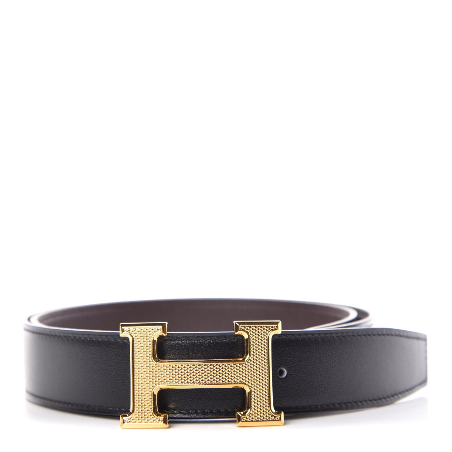 Box Togo 32mm Guilloche H Belt 85 Black Chocolate