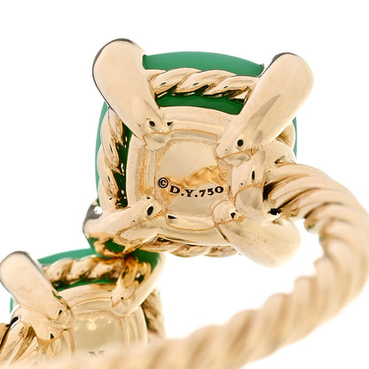 David Yurman 18K Yellow Gold Diamond Chrysoprase Chatelaine Bypass Ring 51 5.75 5 of 6