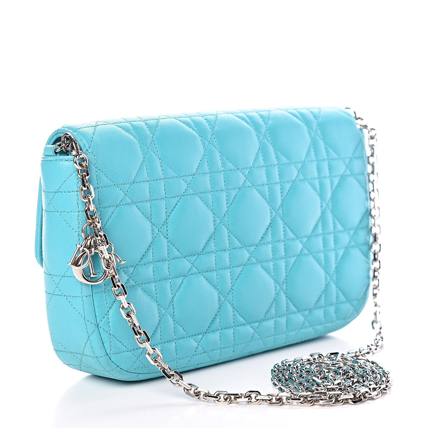 Lambskin Cannage Miss Dior Promenade Pouch Turquoise