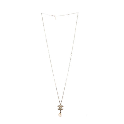 Chanel Pearl Crystal CC Drop Necklace Gold 3 of 6