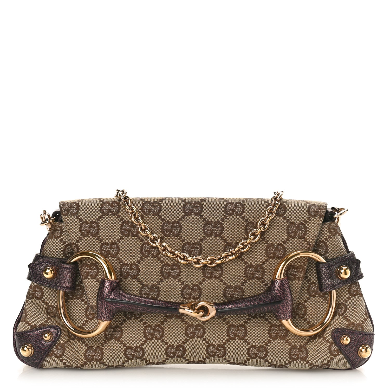 Gucci Monogram Small Horsebit Chain Clutch Purple 1 of 10