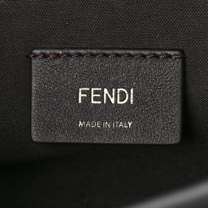 Fendi Glazed Fabric Vitello Century FF 1974 Stamp Patch Mini Camera Case Mogano Panna Black 6 of 8