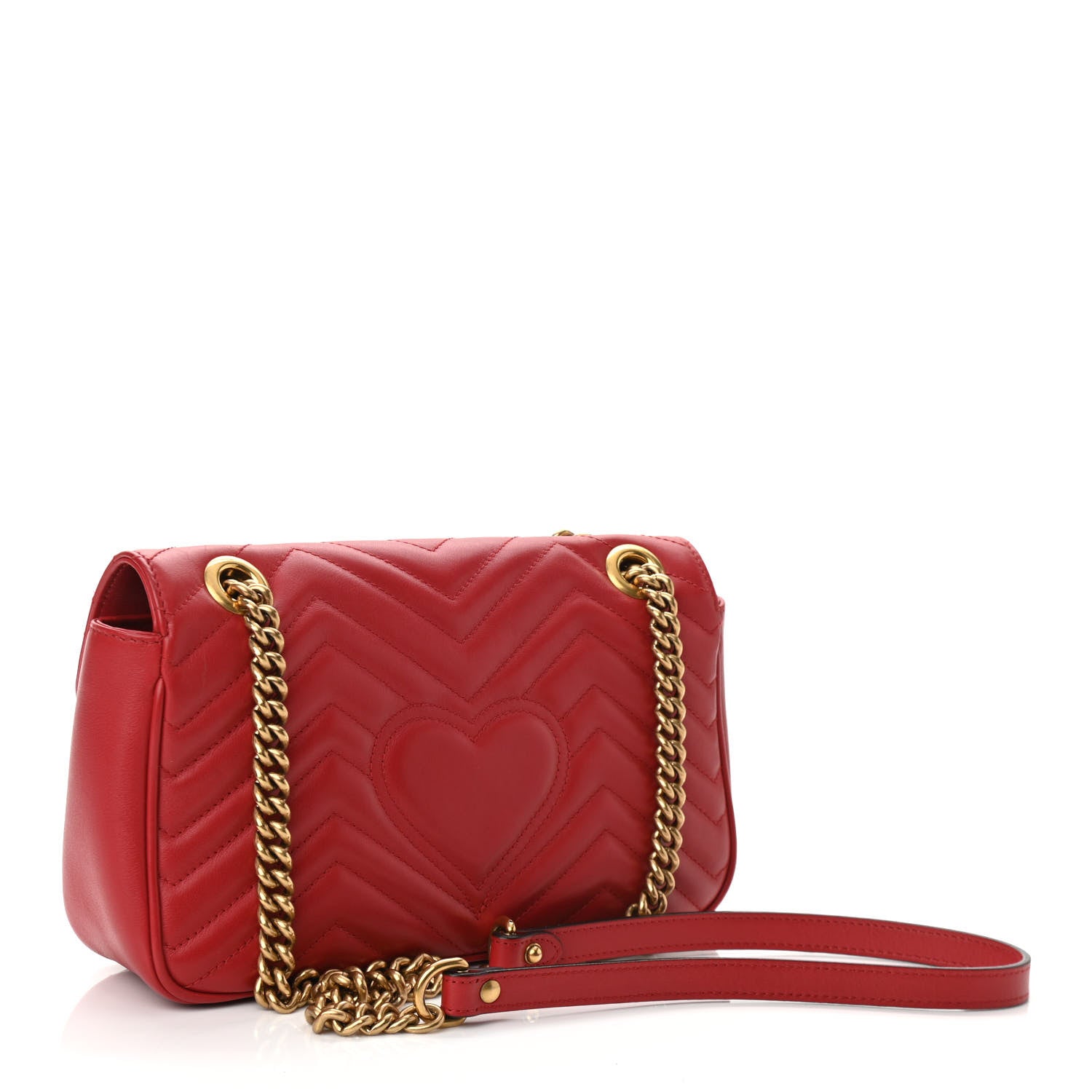 Gucci Calfskin Matelasse Small GG Marmont Shoulder Bag Hibiscus Red 3 of 11