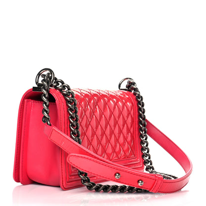 Chanel Patent Calfskin Enamel Quilted Medium Boy Flap Dark Pink 3 of 11