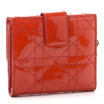 Christian Dior Patent Cannage Lady Dior Compact Wallet Red 3 of 12