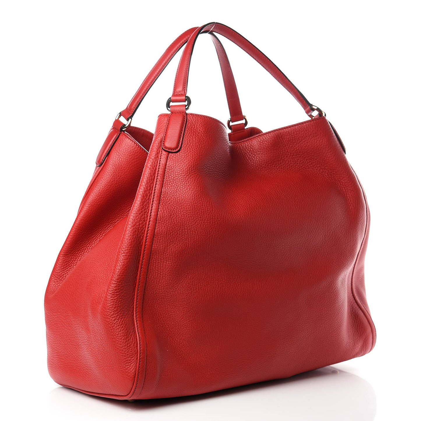 Pebbled Calfskin Large Soho Shoulder Bag Red
