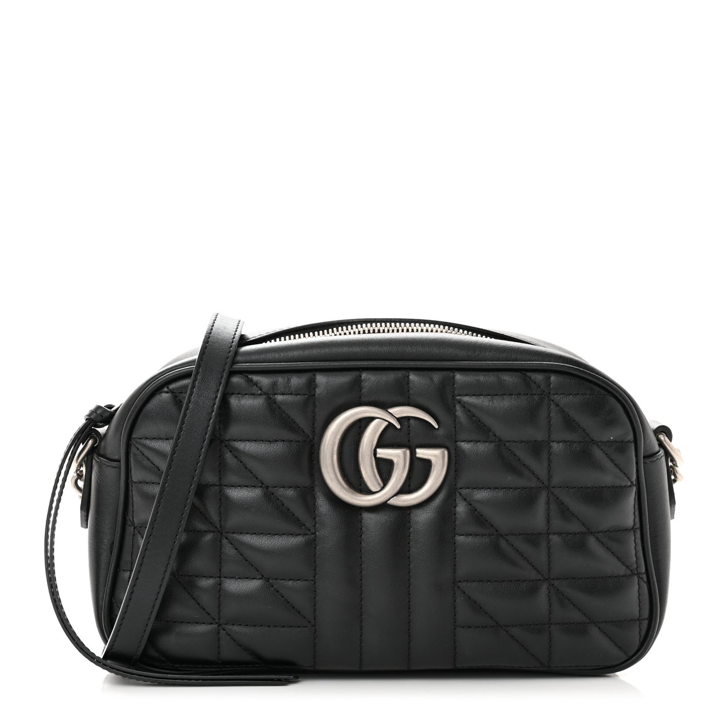Calfskin Matelasse Aria Small GG Marmont Chain Shoulder Bag Black