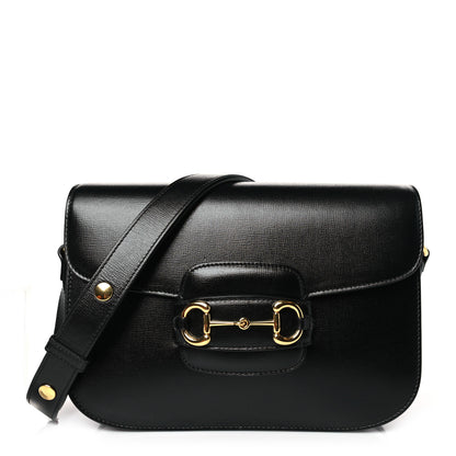 Gucci Textured Calfskin Horsebit 1955 Shoulder Bag Black 1 of 9