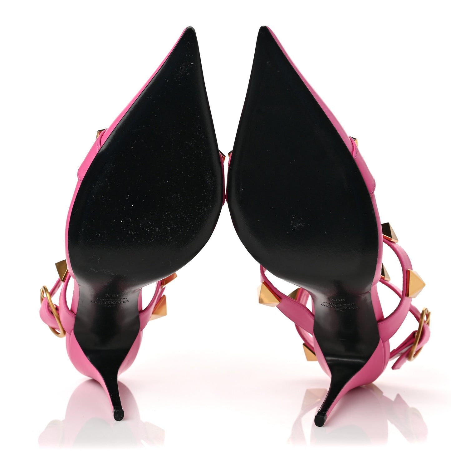 Calfskin Roman Stud Ankle Strap 100mm Pumps 39.5 Feminine Pink