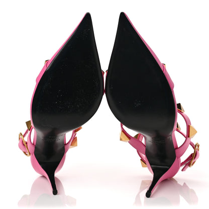 Valentino Garavani Calfskin Roman Stud Ankle Strap 100mm Pumps 39.5 Feminine Pink 5 of 8